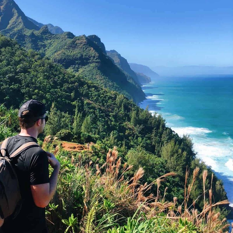 Bjork hiking the Na Pali coast.